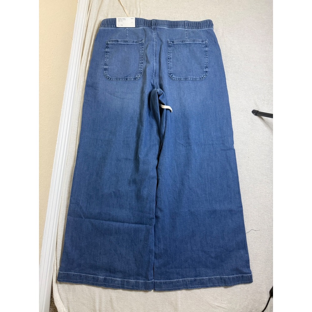American Eagle Ultra Wide Leg Jeans Womens L Blue Dreamy Drape Low Rise 5855 - Picture 12 of 14